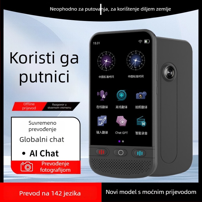 Prijenosni prevoditelj dijaloga u realnom vremenu s višestrukom simultanom tlumačenjem, model F6 Chinese Version, kućište ABS, Li-ion punjiva baterija, 8W zvučnik, podrška ponavljanja glasa