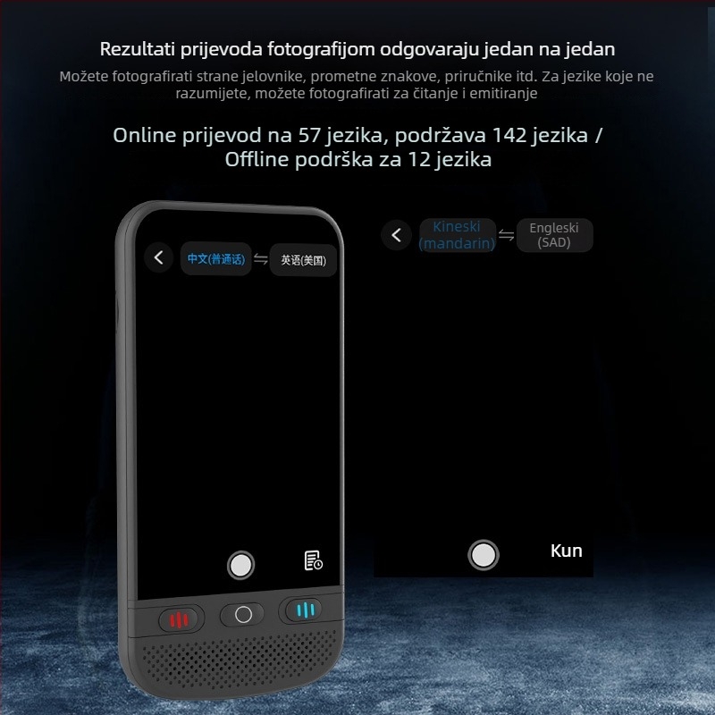 Prijenosni prevoditelj dijaloga u realnom vremenu s višestrukom simultanom tlumačenjem, model F6 Chinese Version, kućište ABS, Li-ion punjiva baterija, 8W zvučnik, podrška ponavljanja glasa