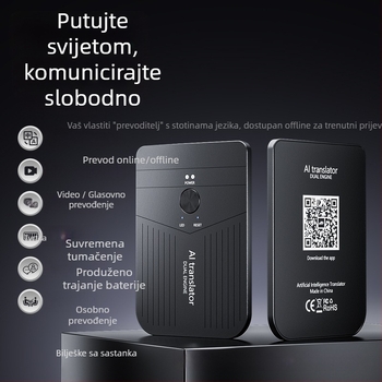 Prijenosni prevoditelj, offline prijevod u stvarnom vremenu uz simultanu interpretaciju, Bluetooth povezana aplikacija, kućište od PC-aluminijske legure