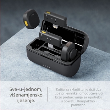 D07 Bežični lavalier mikrofon s magnetskom kopčom za prijenos uživo — Bluetooth 5.2, ugrađena baterija 300–500 mAh, trajanje 3–6 h, frekvencijski raspon 20 Hz–20 kHz, SNR ≥60 dB