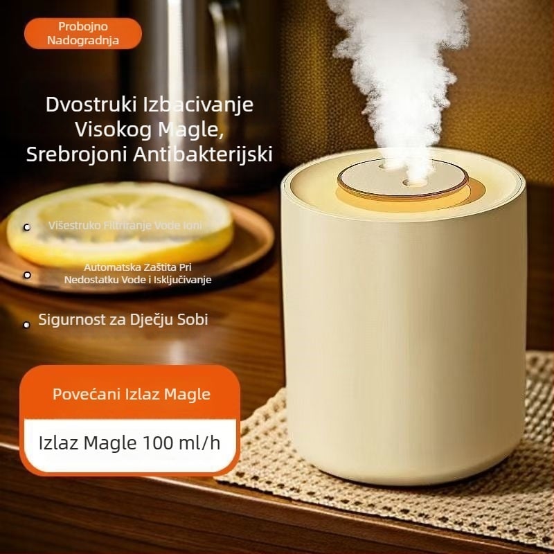 Stolni ovlaživač zraka, punjivi, 3 izlaza magle, 10 L spremnik, nehrđajući čelik, negativni ioni