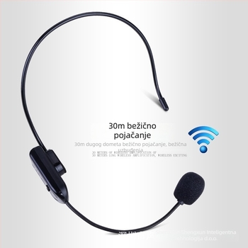 Bežični headset mikrofon F08 s ugrađenom baterijom 1200-2000 mAh, raspon frekvencija 60 Hz–15 kHz, SNR ≥75 dB, trajanje baterije 8–12 h