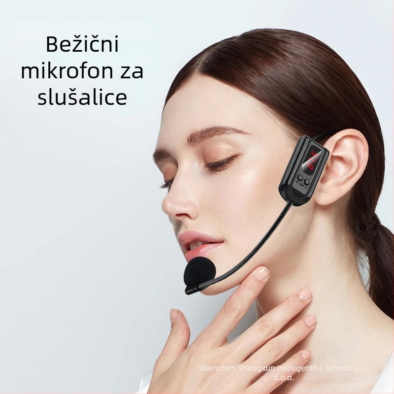 Bežični headset mikrofon F08 s ugrađenom baterijom 1200-2000 mAh, raspon frekvencija 60 Hz–15 kHz, SNR ≥75 dB, trajanje baterije 8–12 h