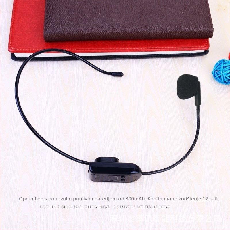 Bežični headset mikrofon F08 s ugrađenom baterijom 1200-2000 mAh, raspon frekvencija 60 Hz–15 kHz, SNR ≥75 dB, trajanje baterije 8–12 h