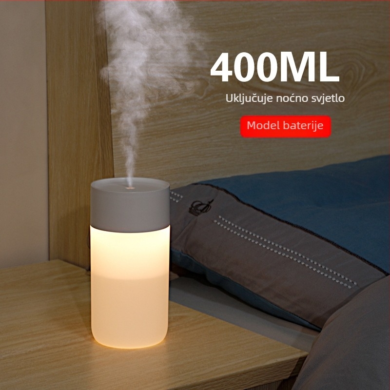 USB Raspršivač Ovlaživač s Noćnim Svjetlom za Desktop, 1 Izlaz Magle, Spremnik <0,5 L, 5 W, Tiho (<36 dB), ABS Plast