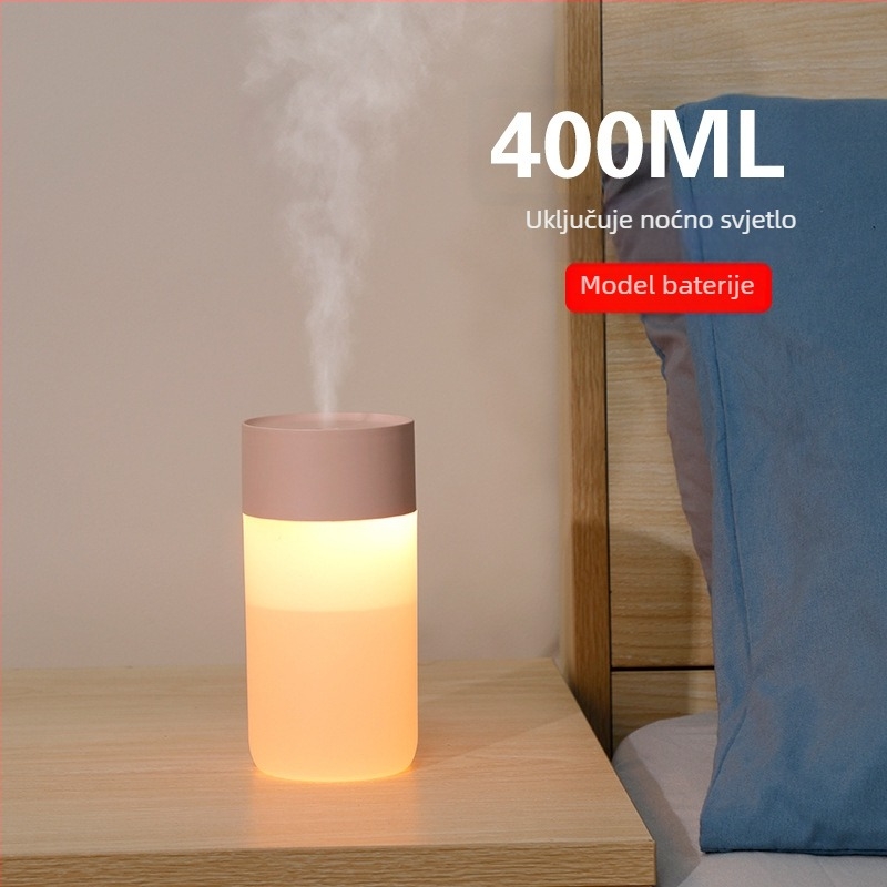 USB Raspršivač Ovlaživač s Noćnim Svjetlom za Desktop, 1 Izlaz Magle, Spremnik <0,5 L, 5 W, Tiho (<36 dB), ABS Plast