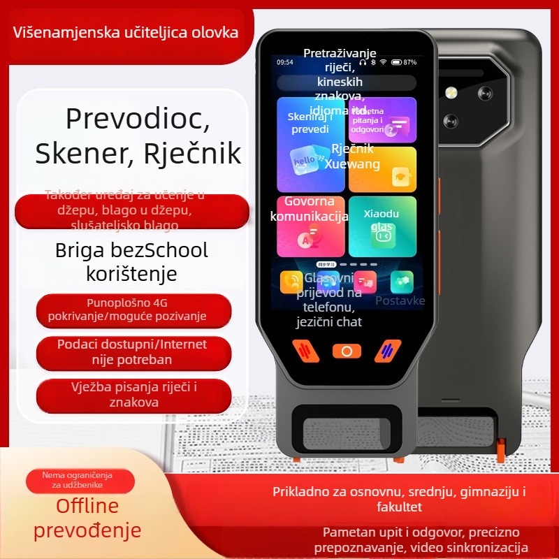 Inteligentno pero za prijevod na engleski, Model A30, punjiva litijska baterija, napajanje 5V-1A, težina 230 g, mogućnost ispisivanja logotipa