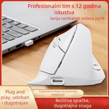 Ergonomska bežična vertikalna miša s Bluetoothom, tihe tipke, dvostruka 2.4G/Bluetooth povezanost, 7 tipki, 1600 DPI, USB prijemnik uključen