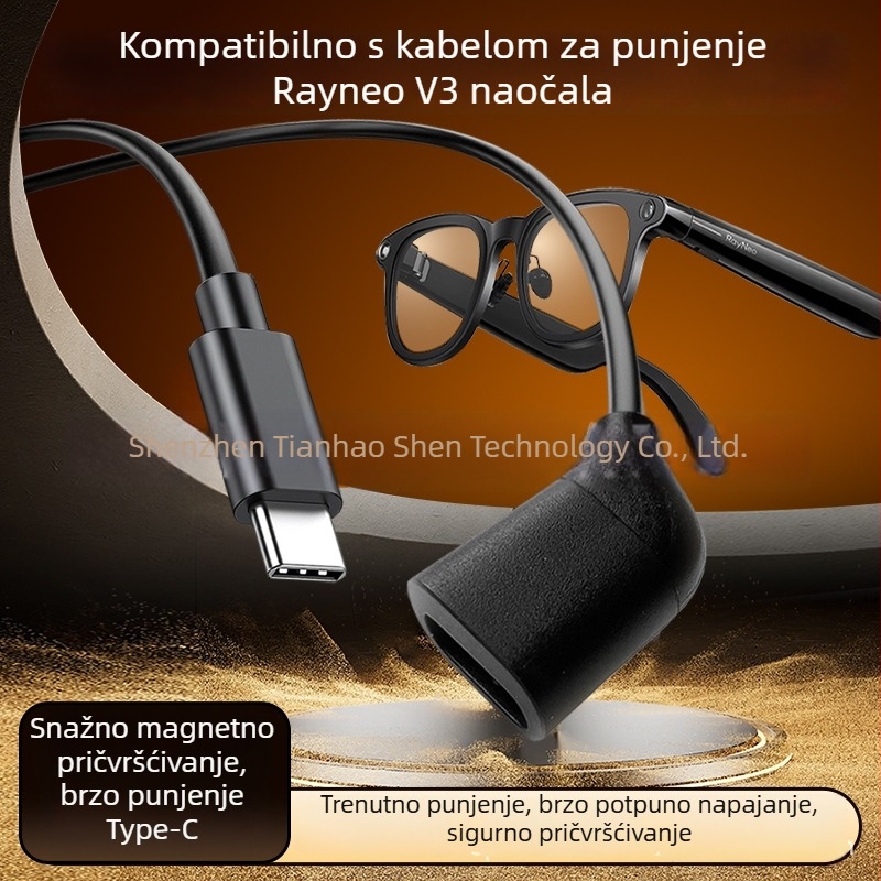 Punjački kabel i magnetski punjač za Rayneo Thunderbird pametne naočale V3 Slim i Conan AI naočale