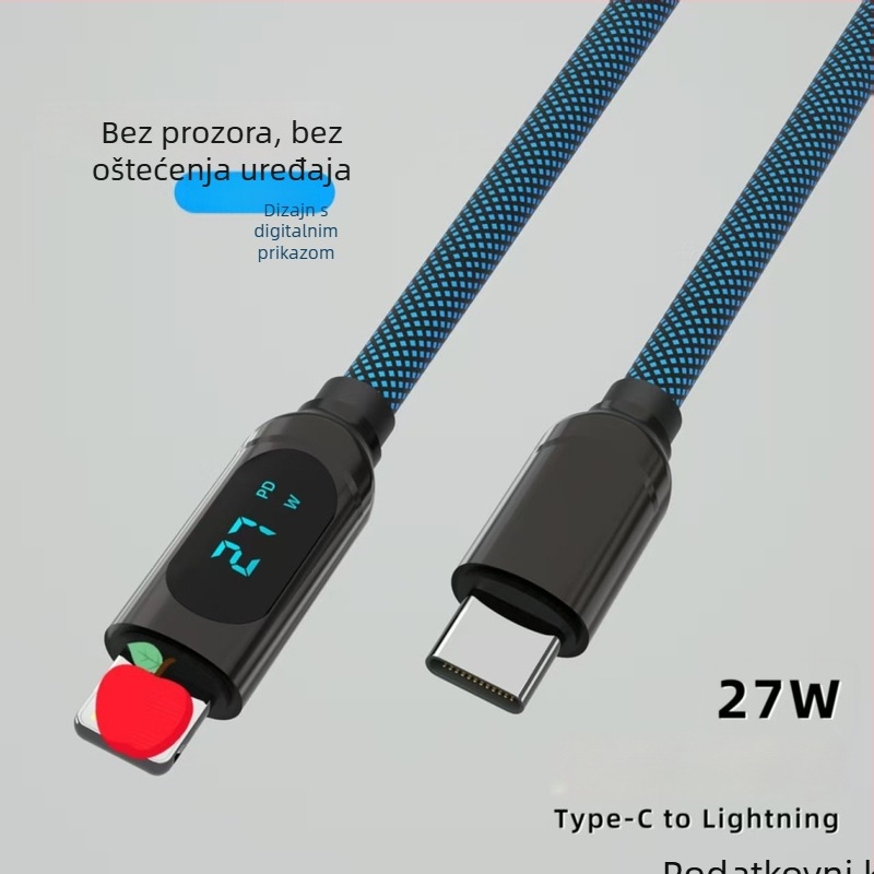 PD kabel za podatke i napajanje, dvostruki Lightning i Type-C, brzo punjenje 5V3A, cinkova legura