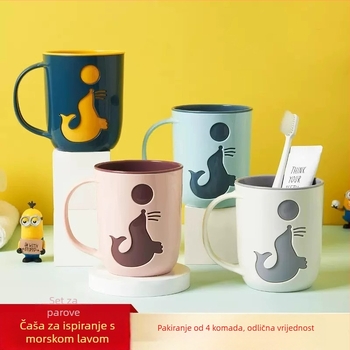 Delfin šalice za vodu za ispiranje usta i četkicu - plastična, jednostavan dizajn, bez logotipa, bez personalizacije, za dom/Internat/putovanja