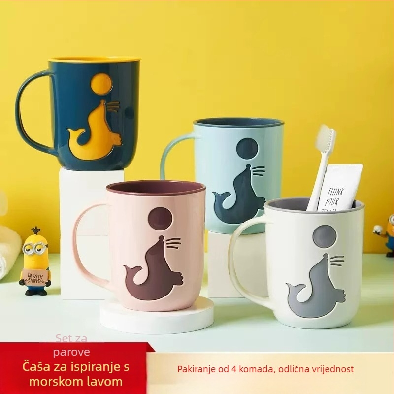 Delfin šalice za vodu za ispiranje usta i četkicu - plastična, jednostavan dizajn, bez logotipa, bez personalizacije, za dom/Internat/putovanja
