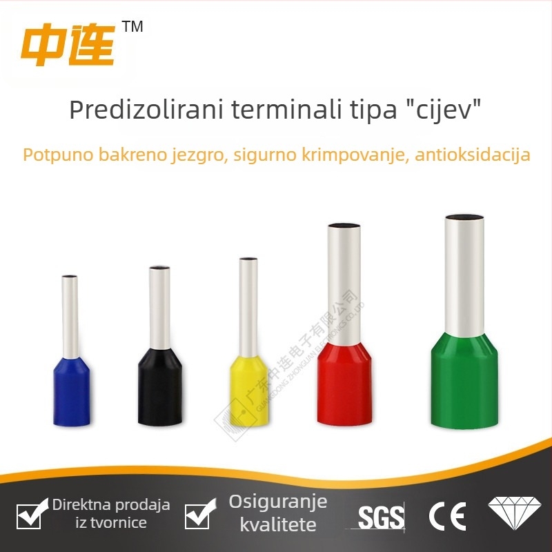Predizolirani igličasti terminal, cijevnog tipa, bakreni za žice