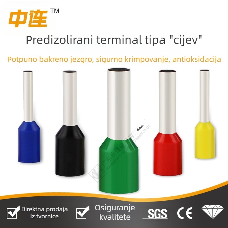 Predizolirani igličasti terminal, cijevnog tipa, bakreni za žice