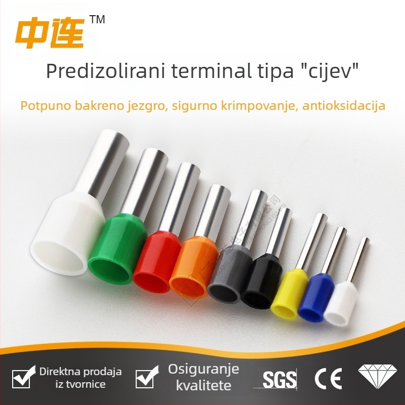 Predizolirani igličasti terminal, cijevnog tipa, bakreni za žice