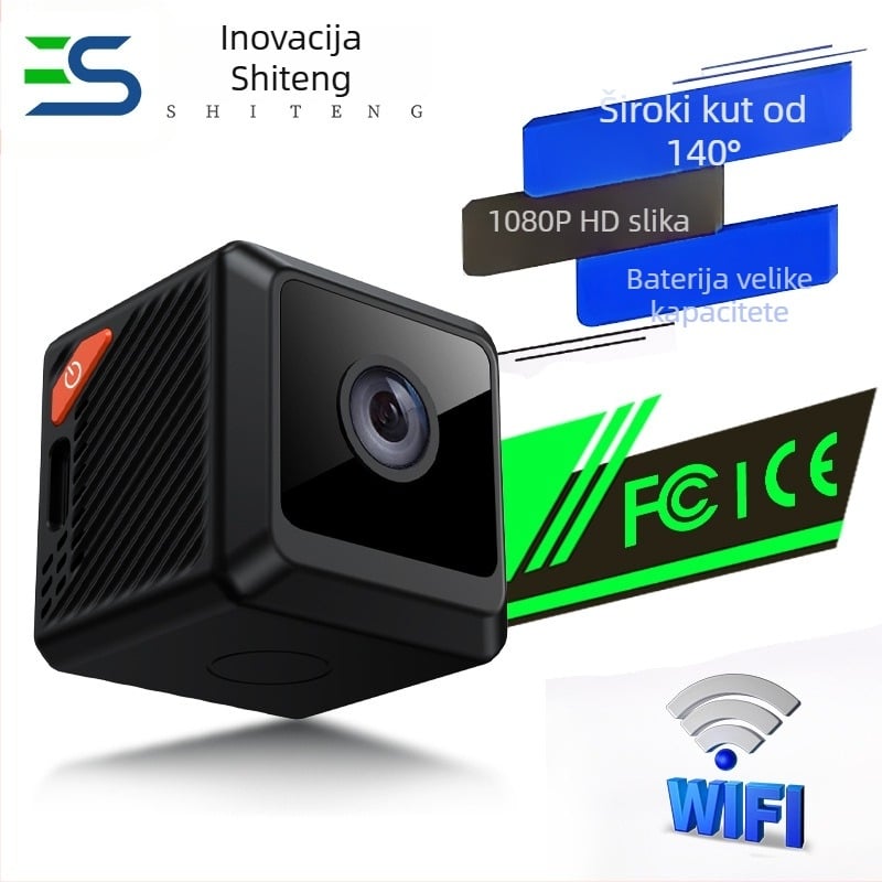 W02 bežična WiFi kamera 1080P noćnim vidom, skladištenje na TF karticu, trajanje baterije 1–3 sata