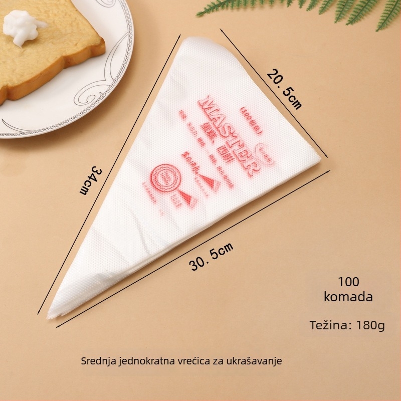 Jednokratna vrećica za ukrašavanje – plastična, paket 100 kom., za ukrašavanje torti, Love Full House