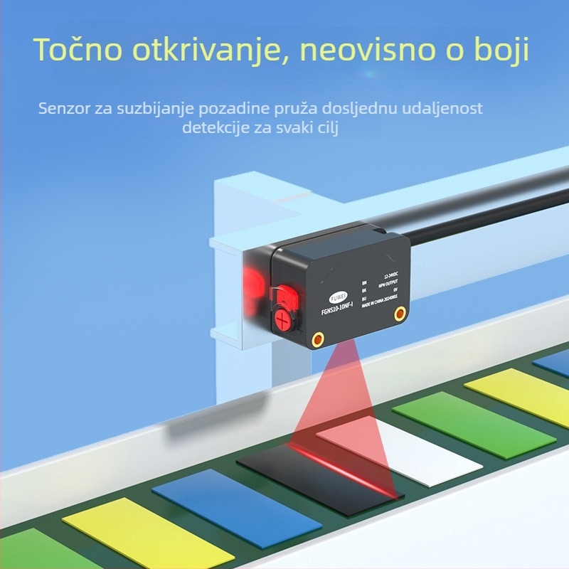 Fotoelektrični senzor prekida FGNS10-10NF-I, serija FGNS10, difuzni odraz, potiskivanje pozadine, detekcija izreza