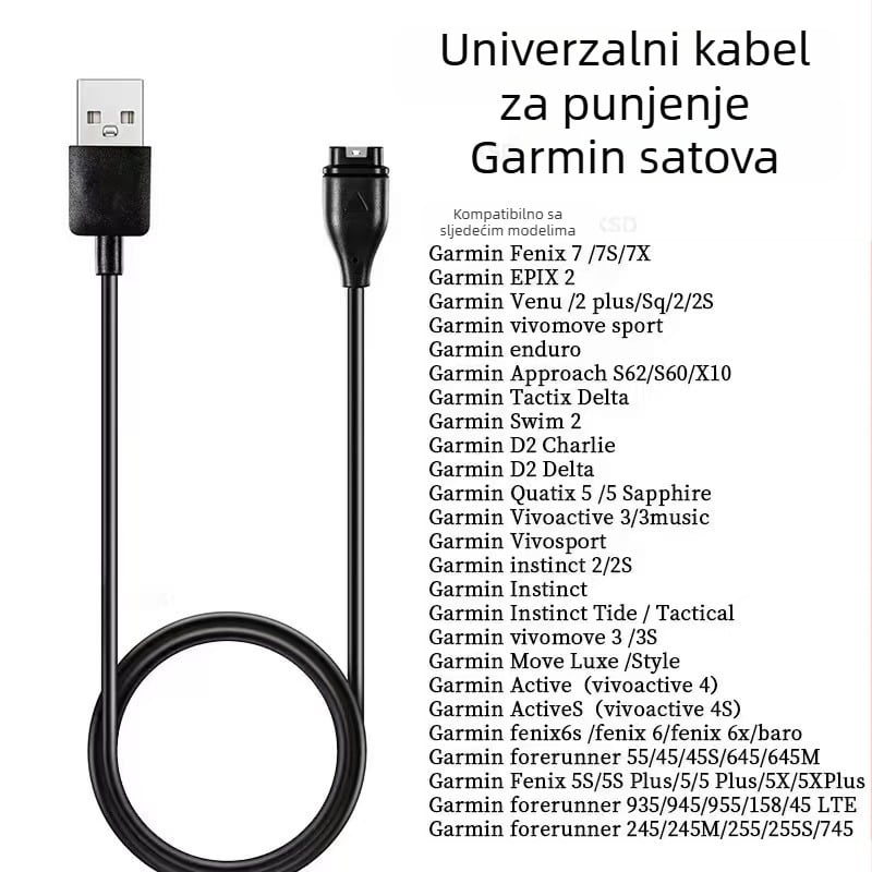 Punjački kabel Garmin Fenix 7/7S, kompatibilan s modelima 4/5X/6S i Venu 2S