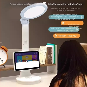 Inteligentna stolna lampica za učenike s zaštitom očiju i glasovnim upravljanjem — 220V, napajanje iz utičnice, plastično sjenilo, rasvjeta National AA, pametno upravljanje