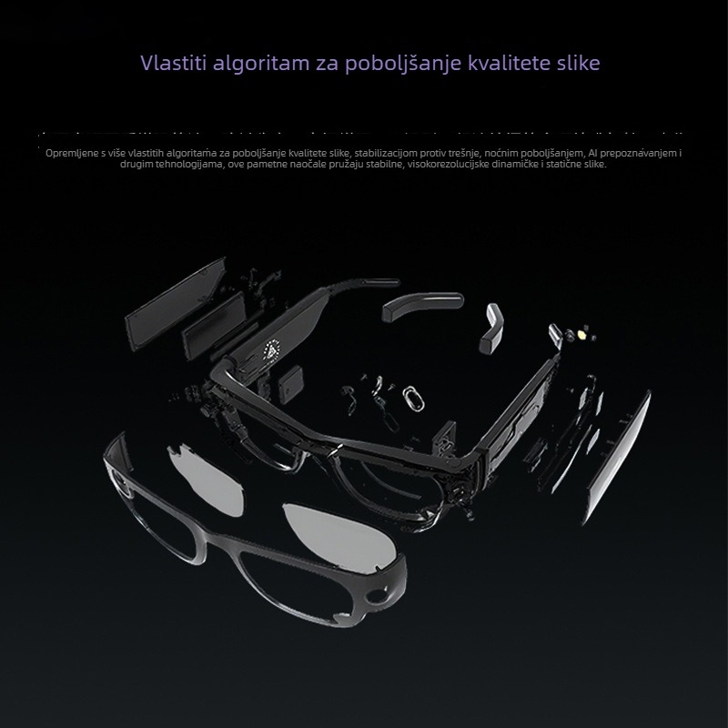 AI pametne naočale s 2 MP kamerom, na nosenje na glavi, bežični domet 5–10 m, upravljanje gumbom, težina 43 g
