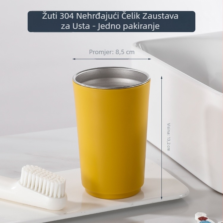 Višefunkcionalna čašica za kupaonicu s unutarnjim 304 nehrđajućim čelikom i vanjskim PP omotačem, težina 230 g, moguć tisk logotipa