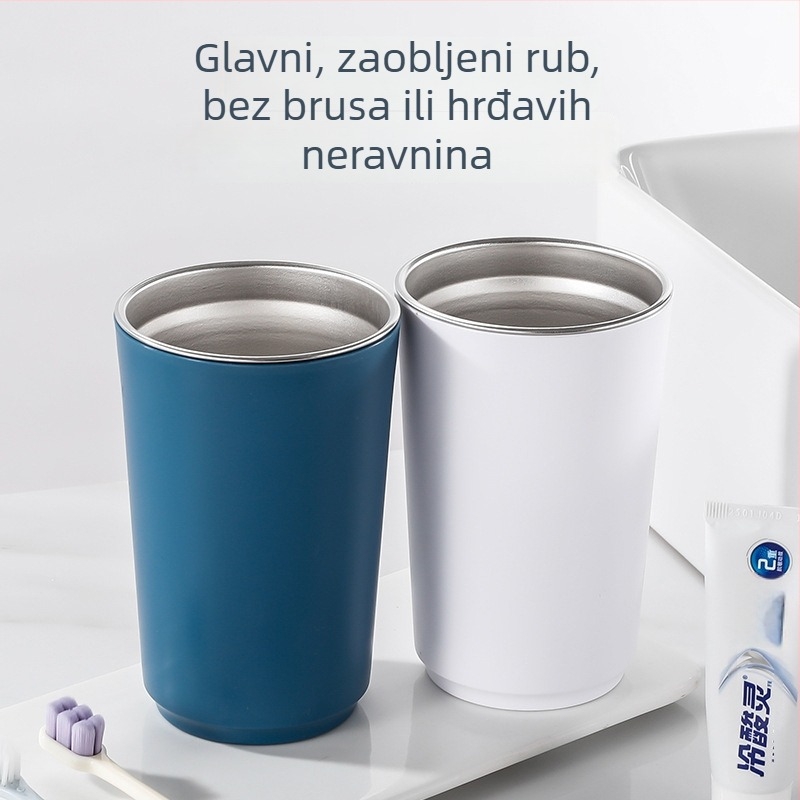 Višefunkcionalna čašica za kupaonicu s unutarnjim 304 nehrđajućim čelikom i vanjskim PP omotačem, težina 230 g, moguć tisk logotipa