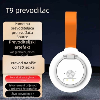 Qin shi T9 pametni glasački prevoditelj za putovanja – Bluetooth, domet 5–10 m, aluminijsko tijelo, 30 g, OEM ispis logotipa