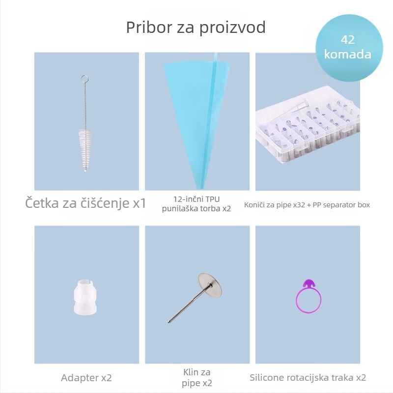 Set za ukrašavanje tijesta s vrećom za ukrašavanje — nehrđajući čelik + TPU, alati za pečenje, moderni minimalistički stil