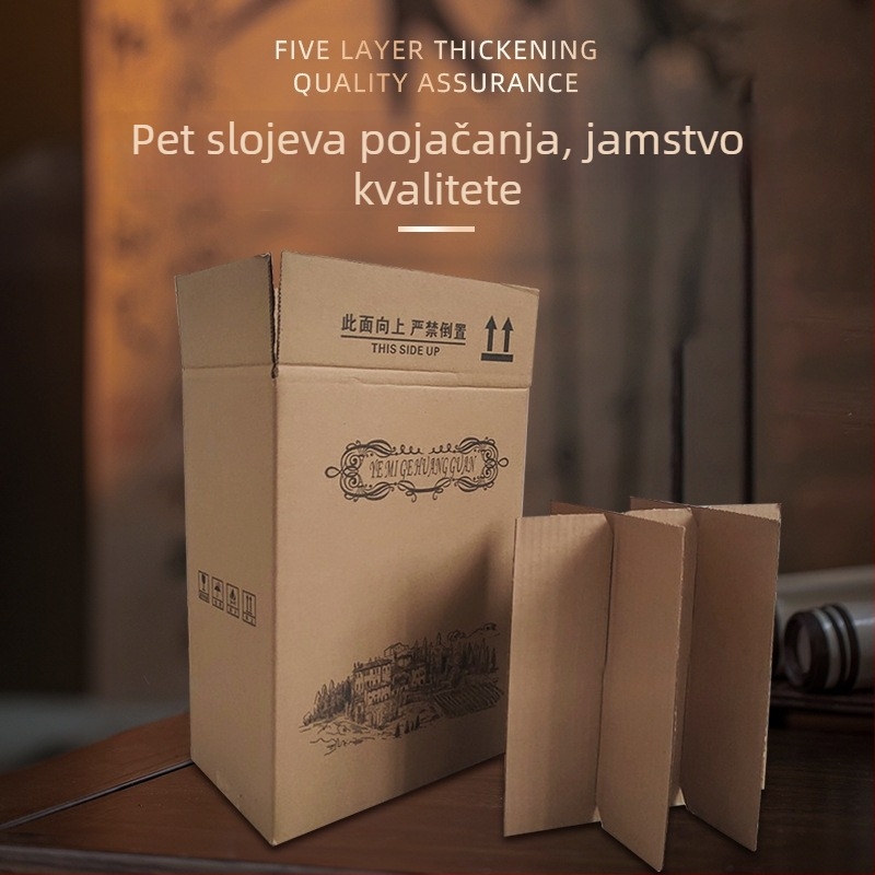 Kutija za vino za poklon, sklopiva kutija od kartona, pet slojeva, bez čavala, od valovitog kartona, otporna na pritisak i pad