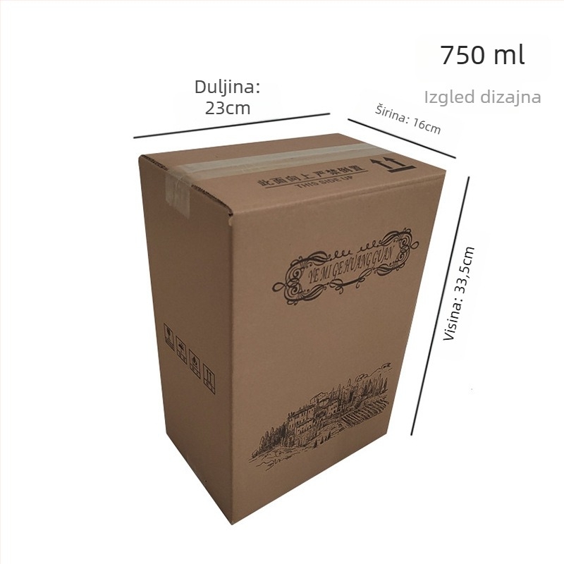 Kutija za vino za poklon, sklopiva kutija od kartona, pet slojeva, bez čavala, od valovitog kartona, otporna na pritisak i pad
