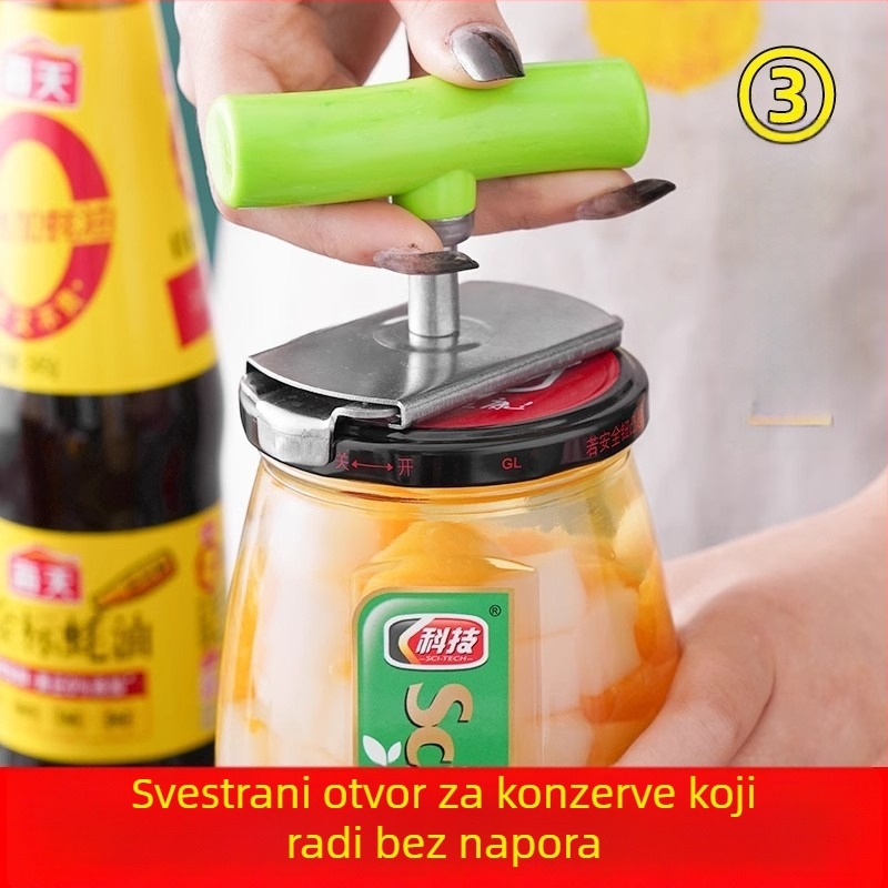 Otvarač za konzerve, nehrđajući čelik, višestruki otvarač za boce i staklenke