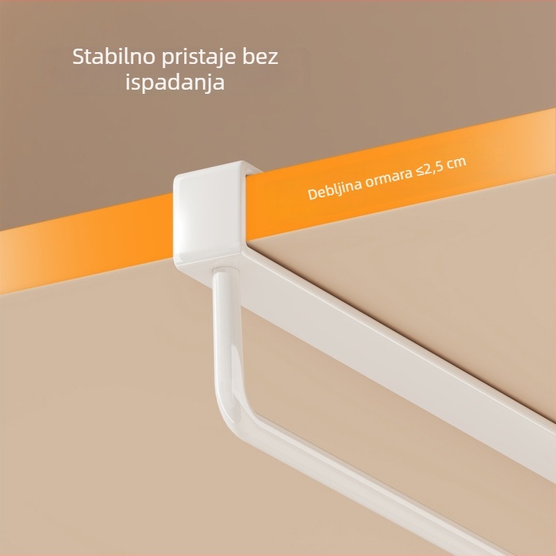 Vješalica za ormar, horizontalne i vertikalne šine, bez bušenja, metalna konstrukcija, moderni minimalistički stil