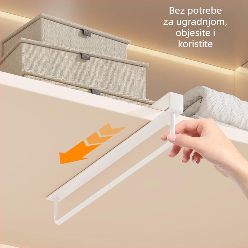 Vješalica za ormar, horizontalne i vertikalne šine, bez bušenja, metalna konstrukcija, moderni minimalistički stil
