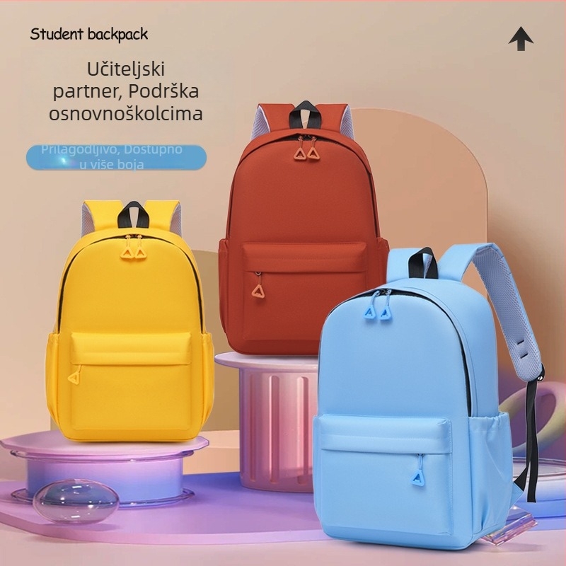 Školska torba za osnovnoškolske učenike s tiskom loga, Oxford tkanina, prozračna, vodootporna, ultralakša, zakrivljeni naramenici
