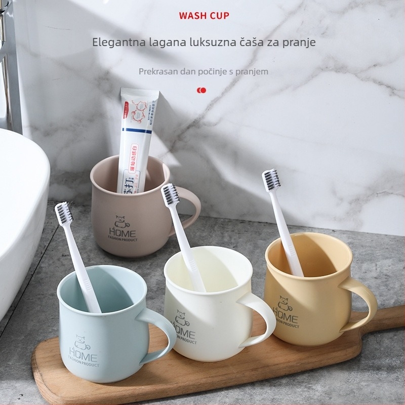 Čaša za usta i čašu za četkicu za zube za kućnu upotrebu – plastika, marka Other, tiskani logotip OK, uvoz: Ne