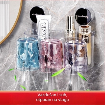 Jieshi PVC zidni držač četkice za zube sa usisnim mehanizmom, držač za čašu četkice i za ispiranje usta – obiteljski set