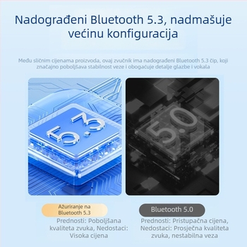 Bežični karaoke zvučnik s integriranim mikrofonom i ugrađenom baterijom, 5W, Bluetooth 5.3, 20Hz–20kHz, IPX3