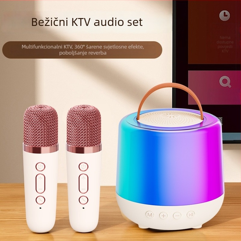 Bežični karaoke zvučnik s integriranim mikrofonom i ugrađenom baterijom, 5W, Bluetooth 5.3, 20Hz–20kHz, IPX3