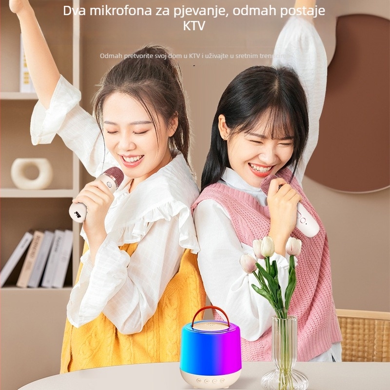 Bežični karaoke zvučnik s integriranim mikrofonom i ugrađenom baterijom, 5W, Bluetooth 5.3, 20Hz–20kHz, IPX3