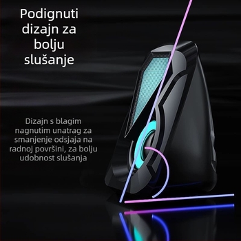 USB stolni zvučnici s subwooferom, 2.0 kanala, kabelski PC zvuk, 2x3W, bez zaslona