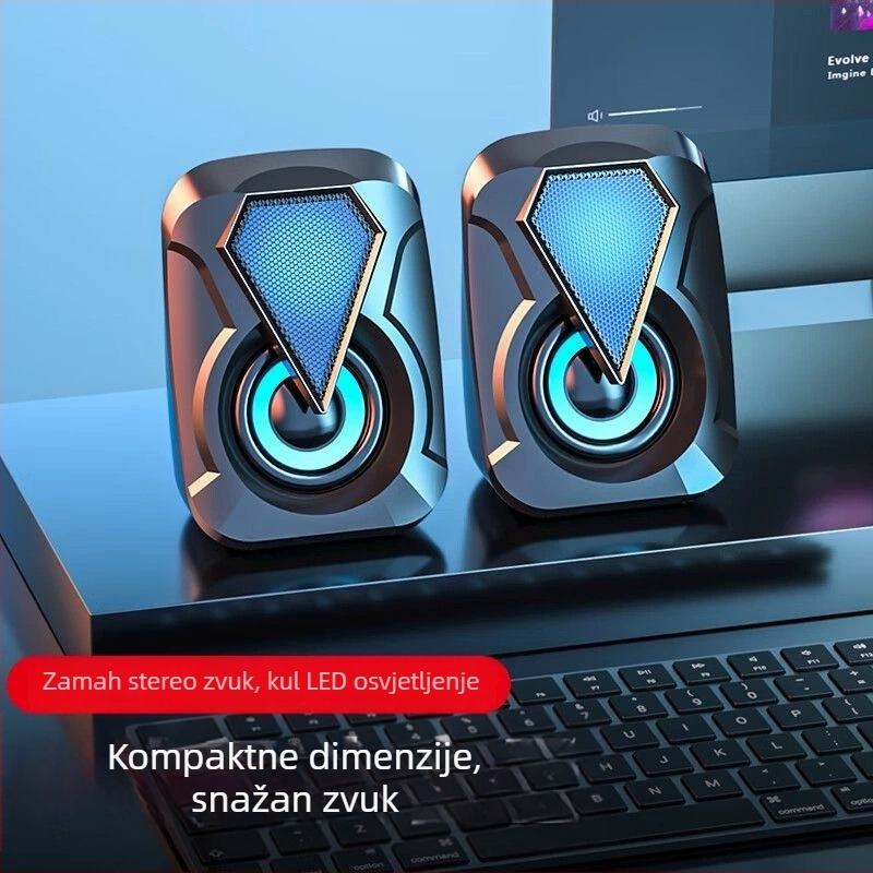 USB stolni zvučnici s subwooferom, 2.0 kanala, kabelski PC zvuk, 2x3W, bez zaslona