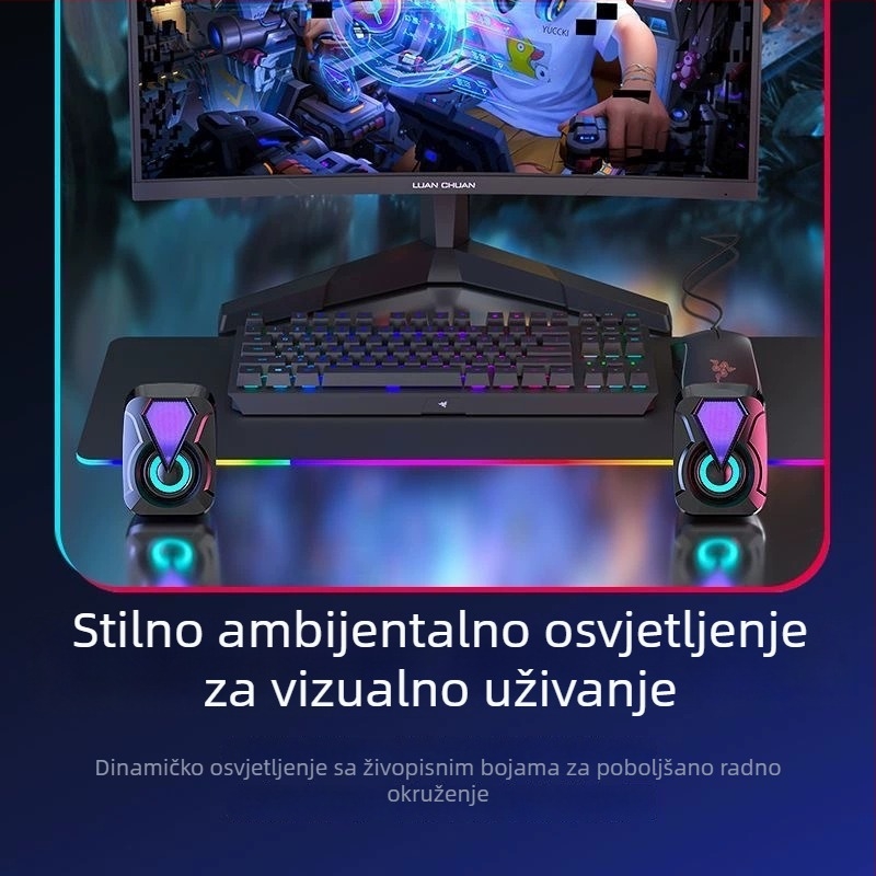 USB stolni zvučnici s subwooferom, 2.0 kanala, kabelski PC zvuk, 2x3W, bez zaslona
