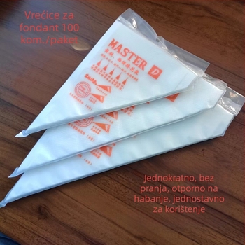Piping bag set s HDPE materijalom, nepravilan oblik, 100 komada u pakiranju, uključuje vrhove za ukrašavanje