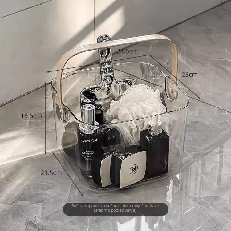 Košara za higijenske potrepštine - prozirna, PET materijal, moderan ručni dizajn, model T-100