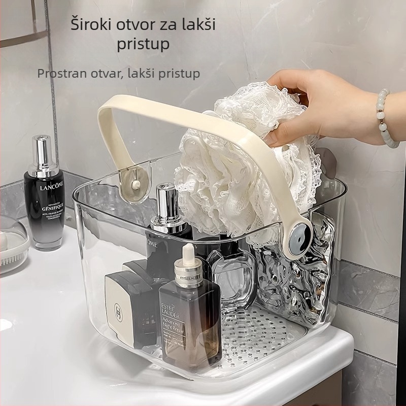 Košara za higijenske potrepštine - prozirna, PET materijal, moderan ručni dizajn, model T-100