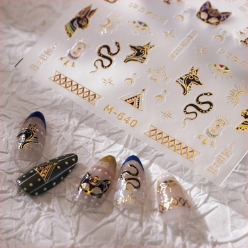 Naljepnice za nokte - 3D reljefna leptir, brončana serija M-640