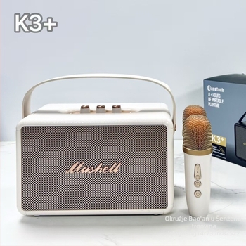 K3+ All-in-One Karaoke zvučnik s Bluetooth 5.3, 20W, frekvencijski raspon 20Hz-20kHz, SNR ≥70dB, ugrađena baterija 1200–2000mAh
