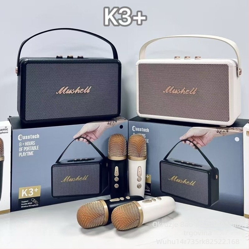 K3+ All-in-One Karaoke zvučnik s Bluetooth 5.3, 20W, frekvencijski raspon 20Hz-20kHz, SNR ≥70dB, ugrađena baterija 1200–2000mAh