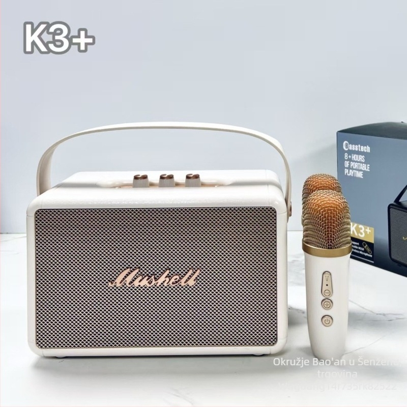 K3+ All-in-One Karaoke zvučnik s Bluetooth 5.3, 20W, frekvencijski raspon 20Hz-20kHz, SNR ≥70dB, ugrađena baterija 1200–2000mAh